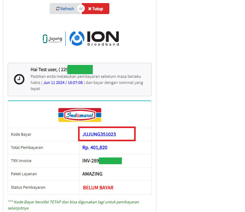 Pembayaran Melalui Indomaret